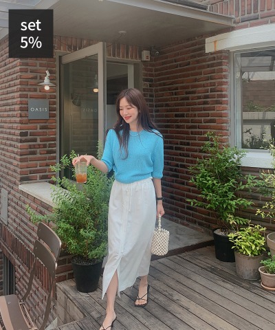 オブメリーパフニット+クロスバンディングスカート 韓国ファッション通販 ダルトゥ
